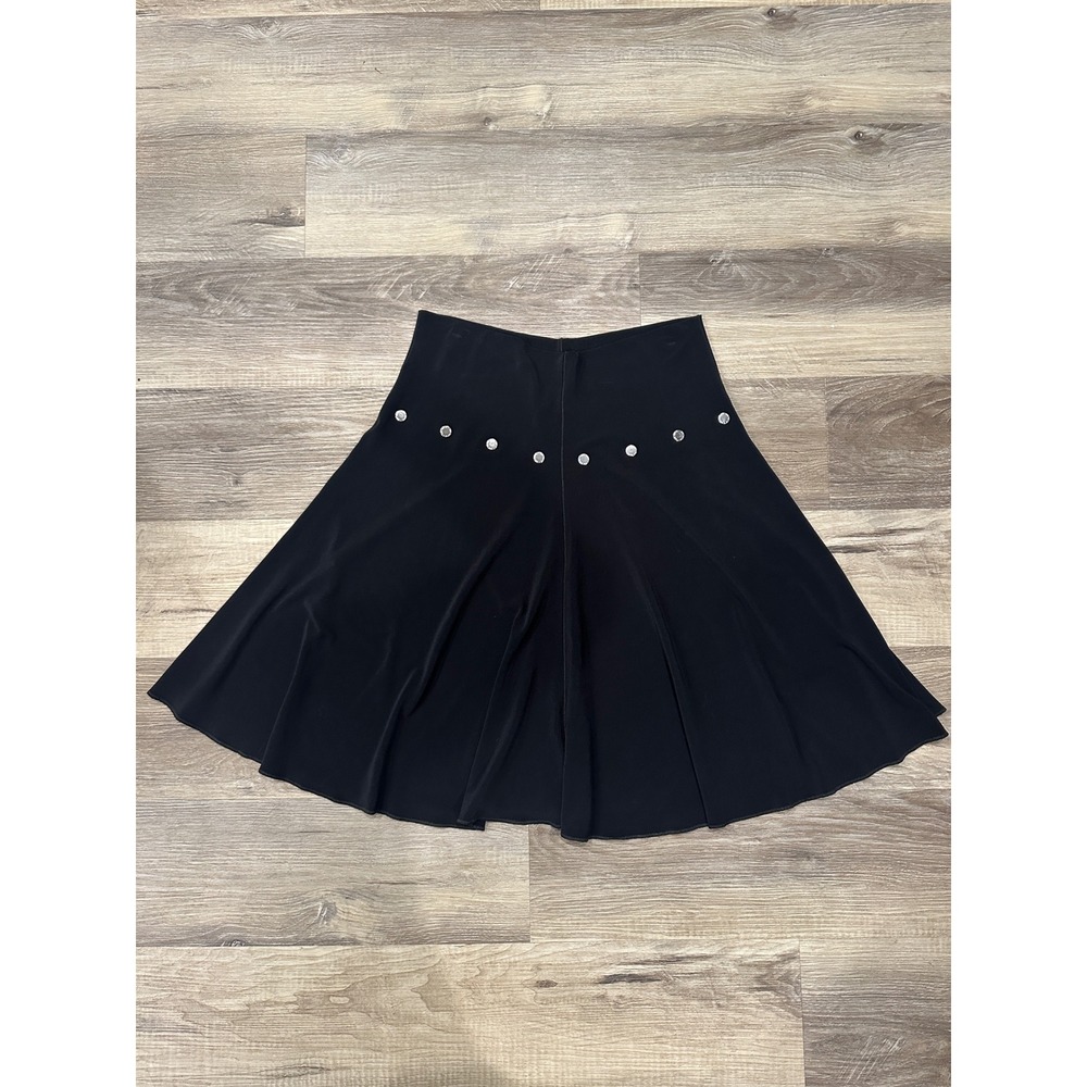 EvoVorro Black vintage A‎ Line Skirt Embellished Buttons Midi Length size L Y2K